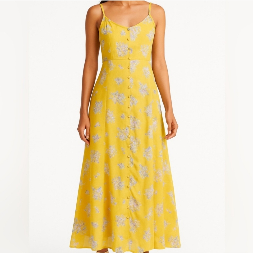 Chelsea 28 Button Front Yellow Floral Maxi Dress